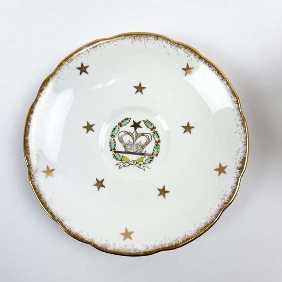 Royal Stafford Tea Cup Saucer Set Stars Crown Bone China Made in England - Picture 7 of 10